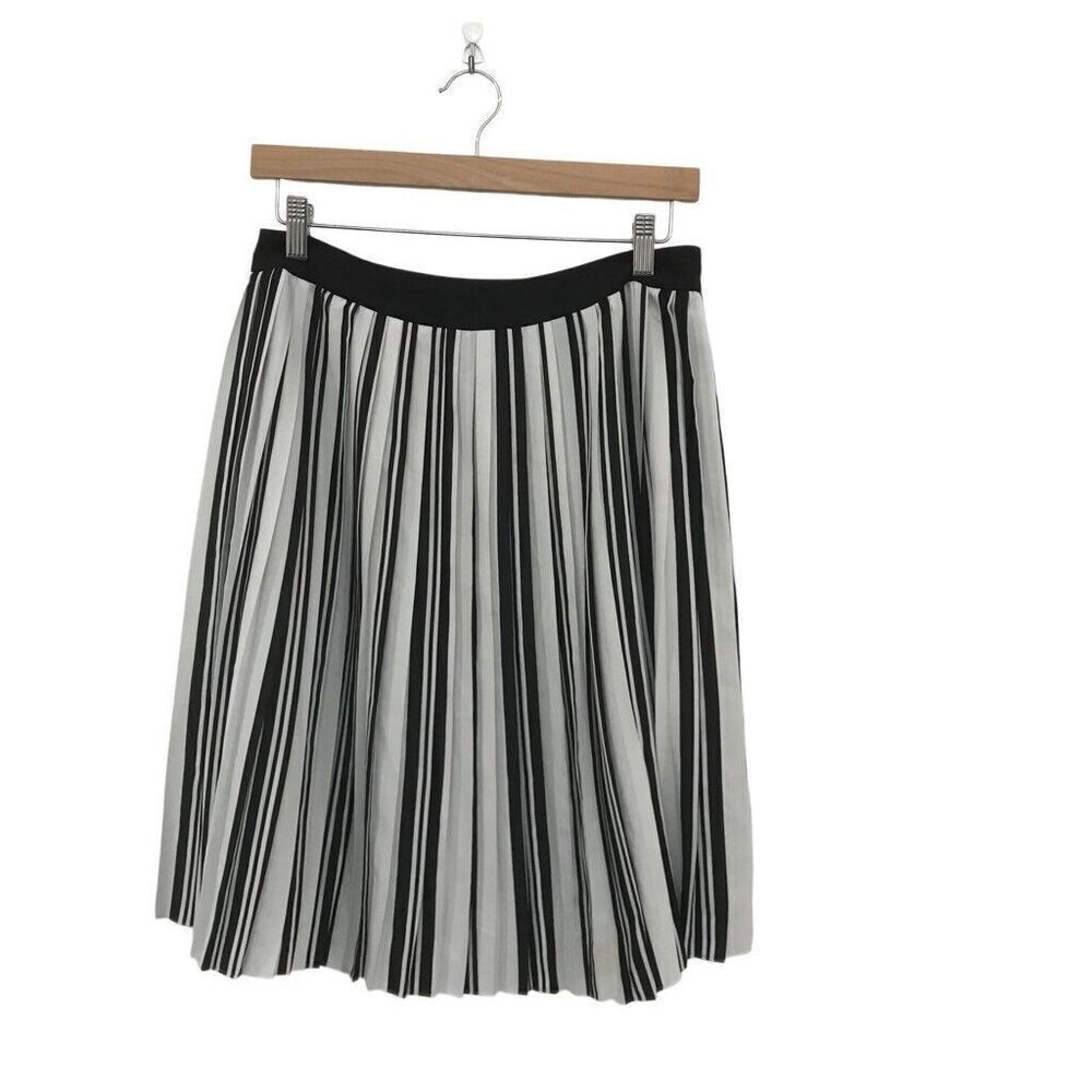 Ivanka Trump Skirt Womens Size 2 Black White Stripe Pleated Lined Career